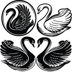 Fototapeta premium set-of-swan-silhouette-set-vector-image (26).eps