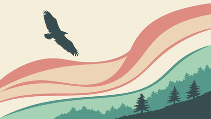 Naklejka premium vector illustration of a girl with a bird