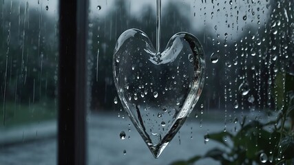 Rainy day heart window droplets aesthetic love weather background wallpaper phone desktop hd wallpaper