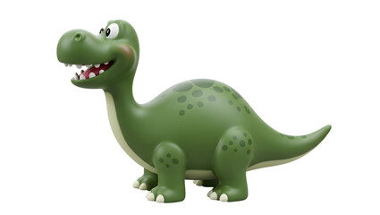 Obraz premium Cute Green Toy Dinosaur with Spots and Friendly Smile