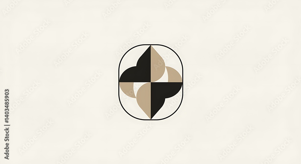 Poster a minimalist logo design using overlapping geometric shapes in a monochromatic color palette. , scal