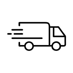 Delivery truck in motion against a minimalist background  