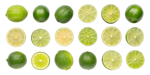 various limes isolated on transparent background