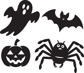 Black Halloween spider vector illustration, a scary insect silhouette