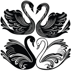 Fototapeta premium set-of-swan-silhouette-set-vector-image (14).eps