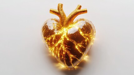 A detailed 3D rendering of a heart being cradled by caring hands, radiating light, symbolizing the hope and generosity of organ donors. Isolated on white.