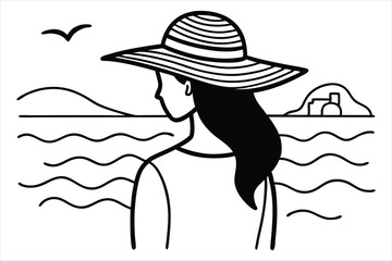 Stylish woman and young girl enjoying a summer day on the beach