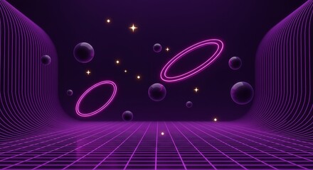 Futuristic neon purple grid art