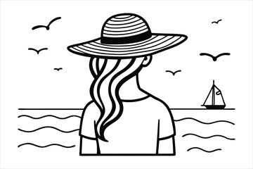 Stylish woman and young girl enjoying a summer day on the beach