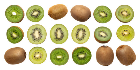 Fototapeta premium various kiwis isolated on transparent background