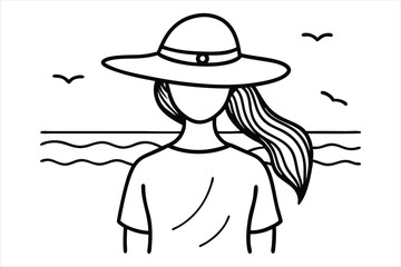 Stylish woman and young girl enjoying a summer day on the beach