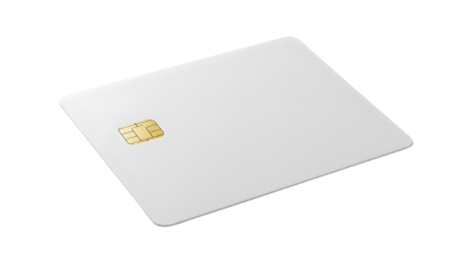 Blank White Smart Card with Gold Chip for Security and Identification