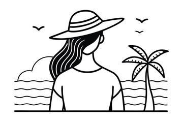 Stylish woman and young girl enjoying a summer day on the beach