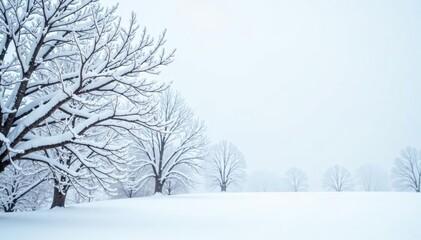 Obraz premium Snow-covered branches, stark white, minimalist winter scene, minimal, stark, frost