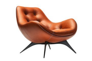 Luxurious brown leather lounge chair modern design sleek black legs comfortable seating perfect for