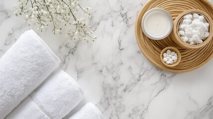 Luxurious white spa towels, ideal for ultimate comfort and relaxation.

