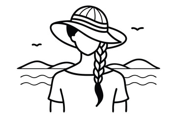 Stylish woman and young girl enjoying a summer day on the beach