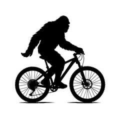 Obraz premium Bigfoot Riding a Bicycle Silhouette Vector Illustration