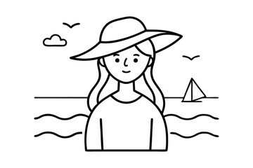 Stylish woman and young girl enjoying a summer day on the beach