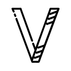 Straight lines forming a stylized letter V in minimalistic design  