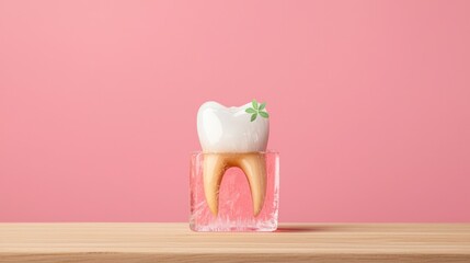 Healthy tooth on ice cube