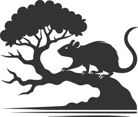 Vector silhouette of a rat