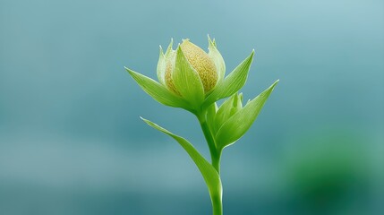 Obraz premium Beautiful Green Flower Buds Surrounded by Soft Aesthetic Background for Nature Lovers