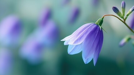 Delicate Blooming Bluebell Flower with Soft Background in Nature's Light