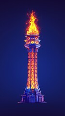 Burning tower flames