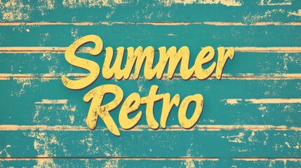 Naklejka premium Vintage summer retro typography on weathered teal wooden background