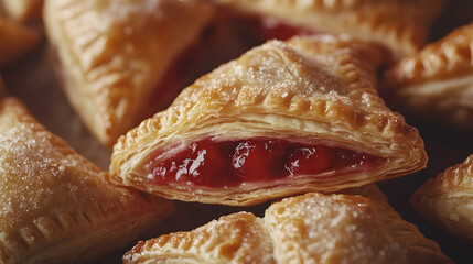 Golden brown flaky pastries filled with sweet, tart fruit filling delight