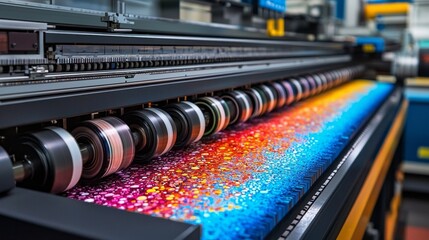 Obraz premium A large machine with many colorful rolls of paper