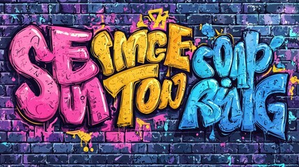 Vibrant Graffiti Art on Brick Wall: 'Sense, Soap, King'