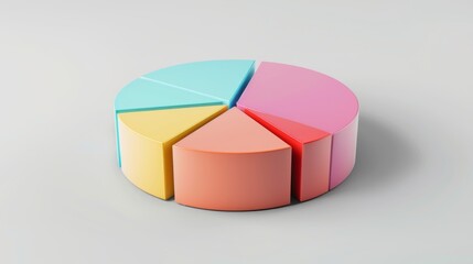 Obraz premium D pie chart with clear divisions, light gray background