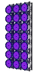 Vertical LED Light Wall with Purple and Blue PAR Fixtures 3D render with transparent background
