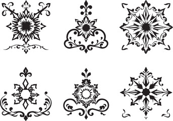Set of decorative elements for design, ornaments, symbols, icons, patterns.  Hand drawn vector illustration	