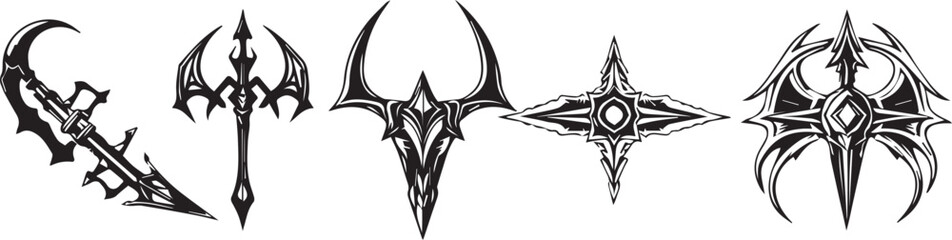 Set of decorative elements for design, ornaments, symbols, icons, patterns.  Hand drawn vector illustration	