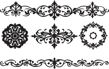 Set of decorative elements for design, ornaments, symbols, icons, patterns.  Hand drawn vector illustration	