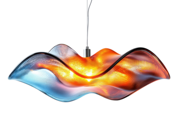 Stunning wave shaped glass pendant lamp warm orange cool blue hues modern design elegant home