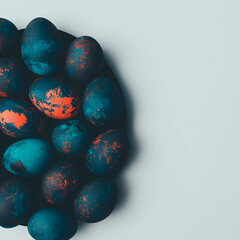 photo of painted easter eggs laid on a plate on a white background