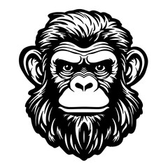 Chimpanzee Head Vector Illustration in Vintage Style