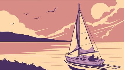 Naklejka premium sailboat on the sea