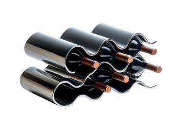 Sleek chrome wine rack holding six bottles wavy design elegant modern home bar stylish storage