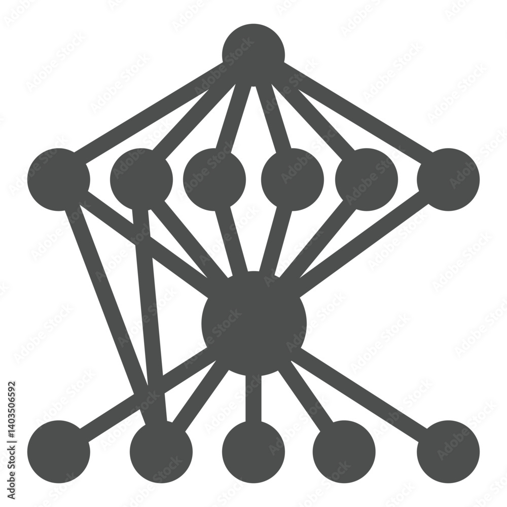 Poster graph with grid connections solid icon, neural network concept. vector graphics. data algorithm, dee