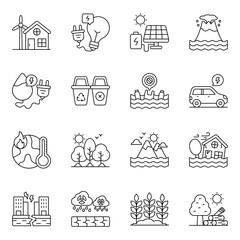 Set Of Ecology Line Icons 

