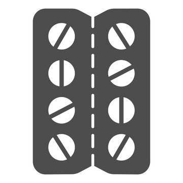 Tablet plister solid icon, pharmacy concept. Vector graphics. Tablets, medication sign on white background, glyph style icon for mobile or web design.