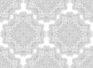 Mandala seamless pattern background. Ornate Floral Vector with Paisley, Ethnic Arabesque Motifs, Indian Boho Lace, Moroccan Tile. Oriental Doodle Design for Textile and Wallpaper
