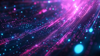 Obraz premium Futuristic technology background with glowing neon lights for digital innovation and data analysis