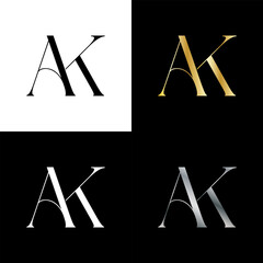 initial logo A and K or K and A. monogram A and K. 