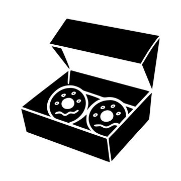 recommend clip art: doughnut box icon, doughnut box silhouette vector illustration-simple silhouette illustration of doughnut box, perfect for doughnut box logos and icons